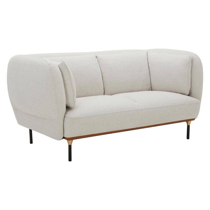 Canapé 2 places en tissu chiné - ATMOSPHERA - Isée - Moelleux - Gris clair - Non déhoussable - Fixe