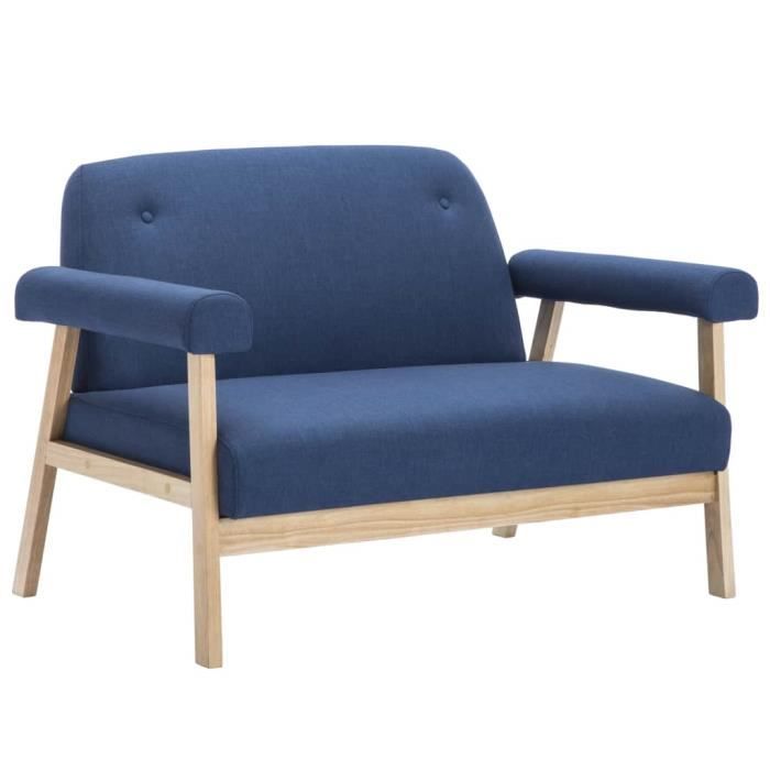 Economique 46394 Canapé droit fixe 2 places Magic - Canapé de salon Canapé Scandinave - Tissu Bleu