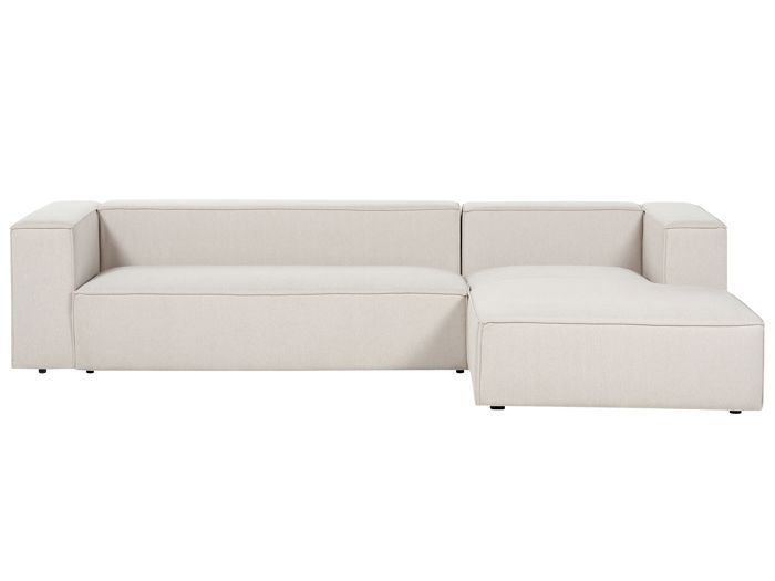 Canapé d'angle côté gauche 3 places en velours beige VERNON