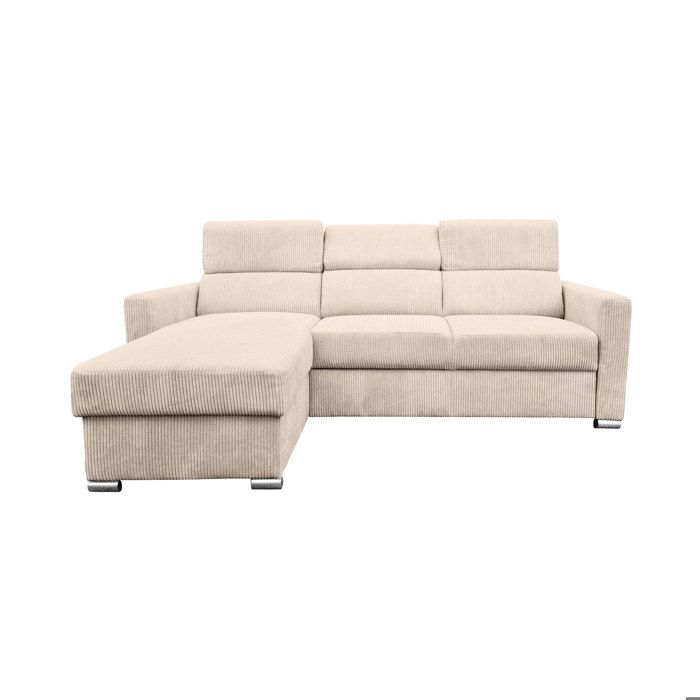 Canapé d'angle à gauche 216 cm en velours côtelé beige - ELOAH