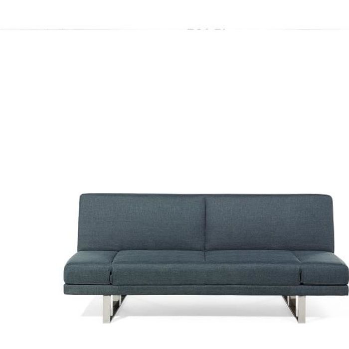 Canapé convertible 2 places en tissu bleu gris YORK - BELIANI - Contemporain - Design - Quotidien