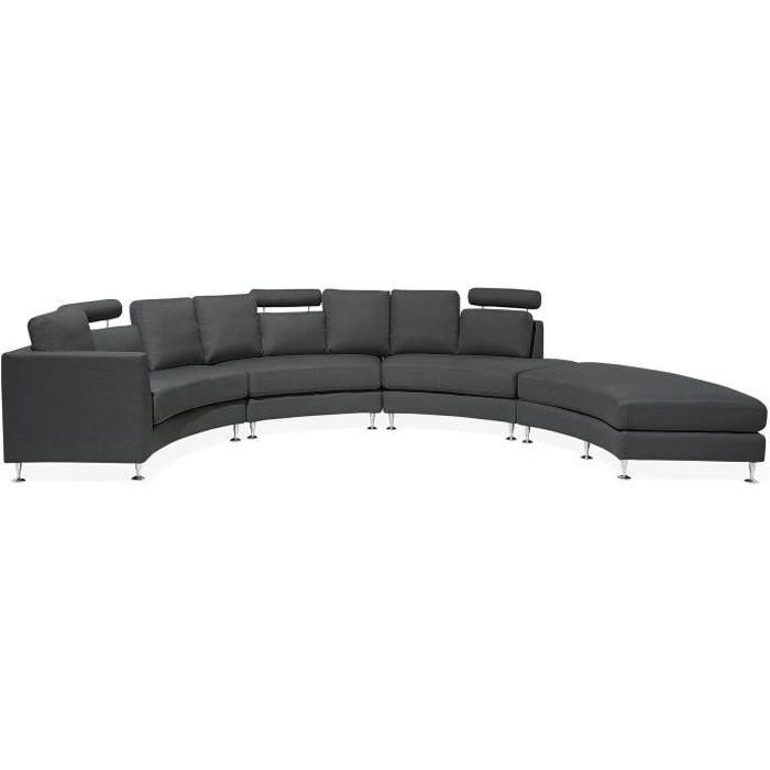Canapé d'angle en tissu gris ROTUNDE - BELIANI - Réversible - 8 places - Contemporain - Design