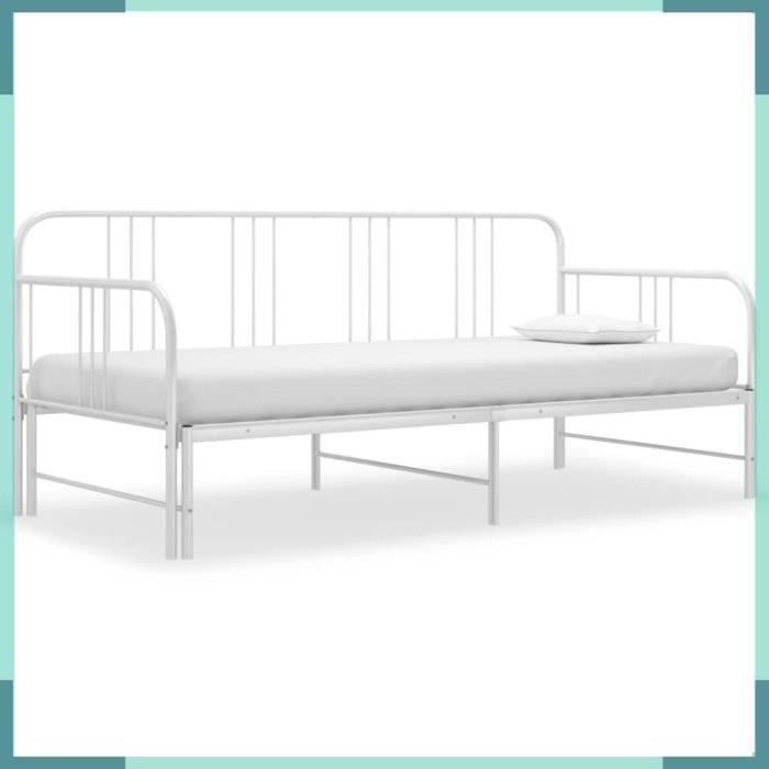 Cadre de canapé-lit extensible sans matelas blanc 90x200 cm-FHE324753