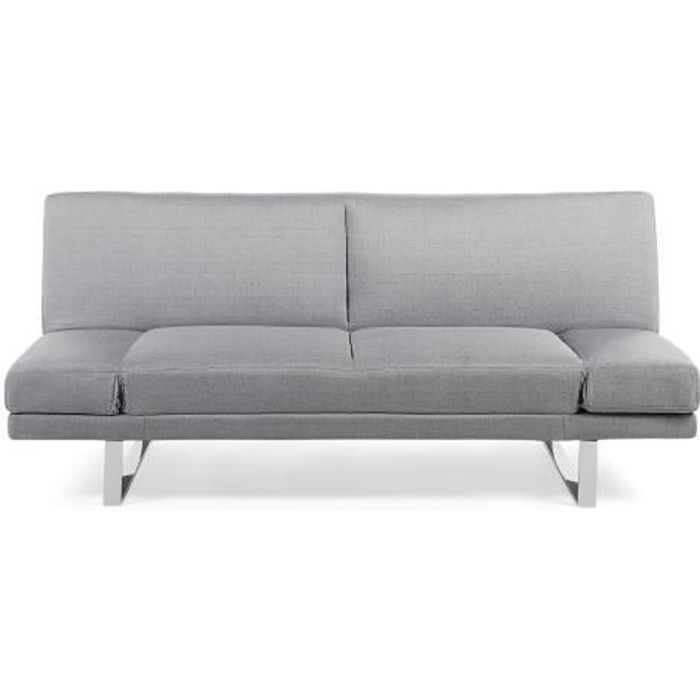 Canapé convertible 2 places en tissu gris clair YORK - BELIANI - Style contemporain - Design - Confort moelleux
