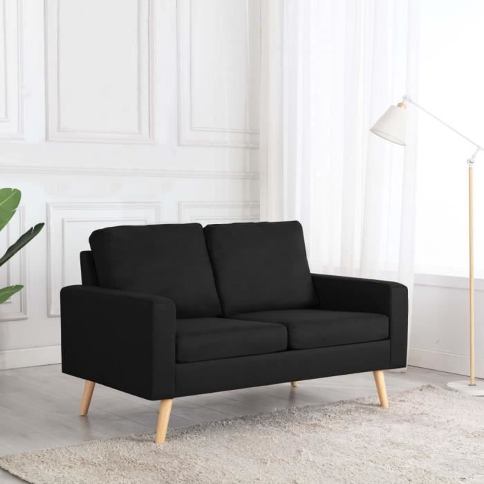 Canapé Scandinave 2 places Luxueux Magnifique - Confortable - Noir Tissu