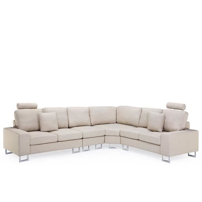 Canapé d'angle BELIANI STOCKHOLM en tissu beige - Relaxation - 6 places - Coffre de rangement