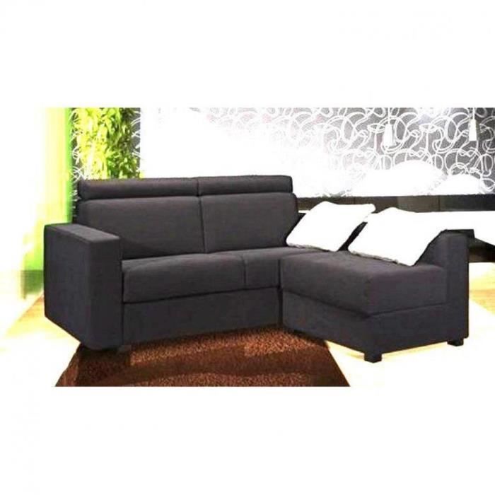 Canapé d'angle convertible FASTER 3 places ouverture express polyuréthane noir Inside7