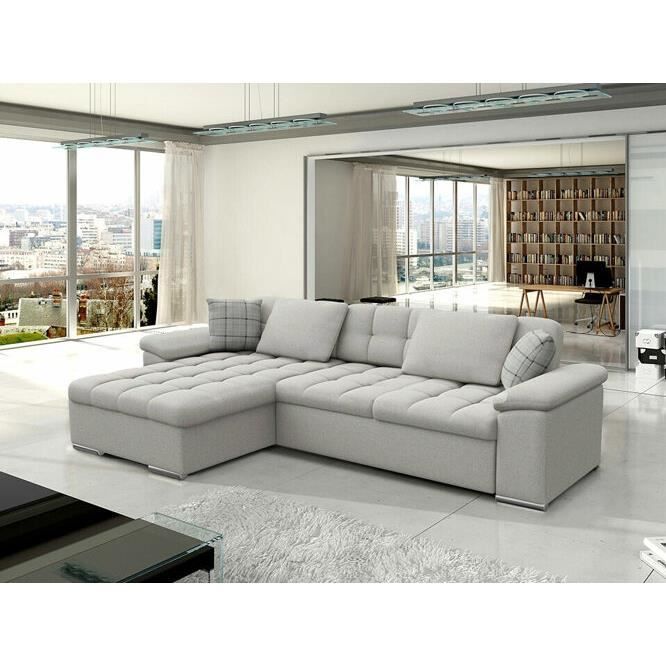 Canapé d'angle Comfivo 181 - Marque Comfivo - Gris - Fonction de couchage - Ressorts Zig Zag