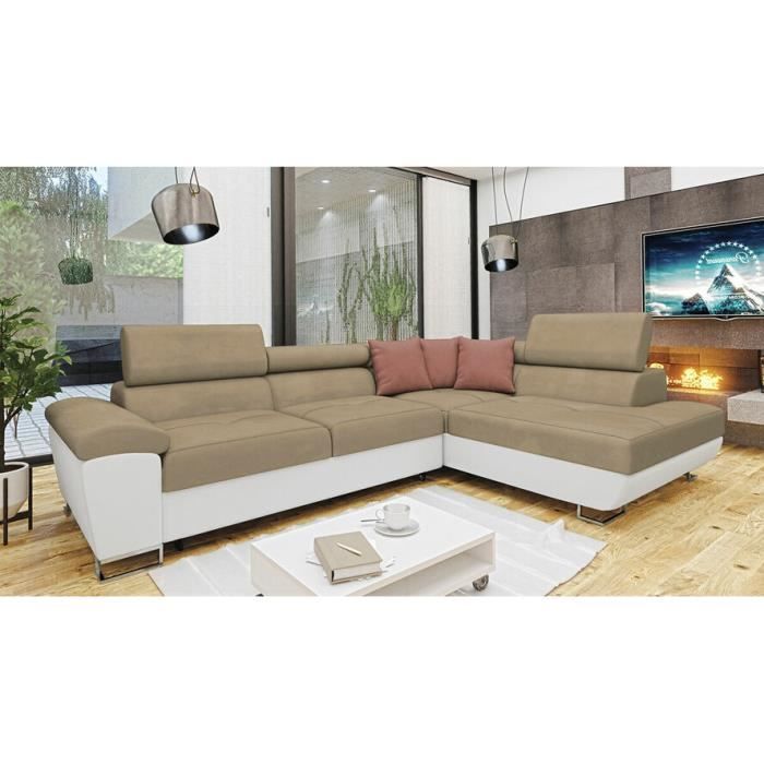 Canapé d'angle Comfivo 166 - Comfivo - Uttario Velvet 2979 - Marron - Fonction de couchage - Zig Zag