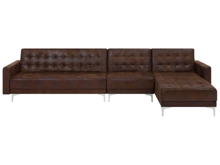 Canapé modulaire en simili cuir marron côté gauche ABERDEEN - BELIANI - Vintage - Convertible - 5 places