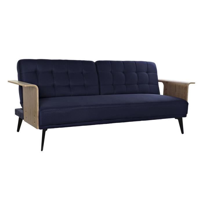 canapé convertible 203 x 87 x 81 cm noir bleu métal marron