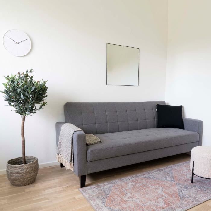 Canapé convertible 204x85x81 cm en tissu gris foncé