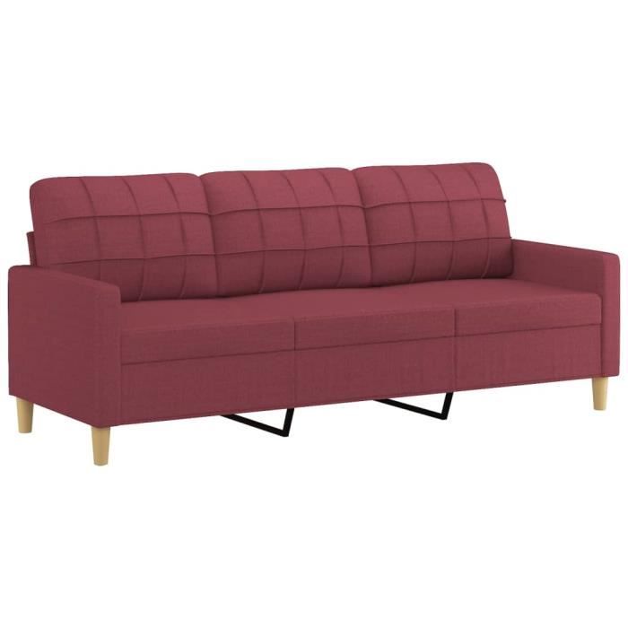Canapé à 3 places Rouge bordeaux 180 cm Tissu - Marque - Modèle - Déhoussable - Largeur - Matière du revêtement