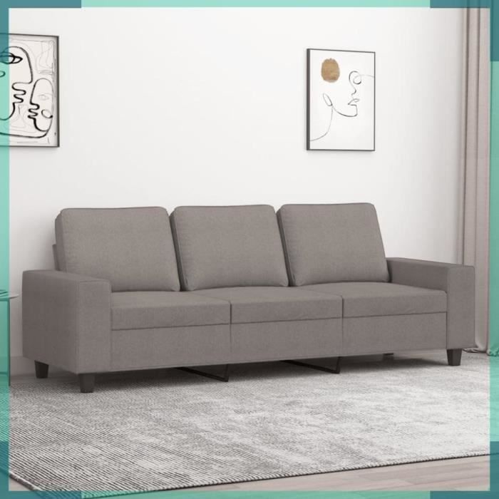 Canapé à 3 places Taupe 180 cm Tissu-FHE359406