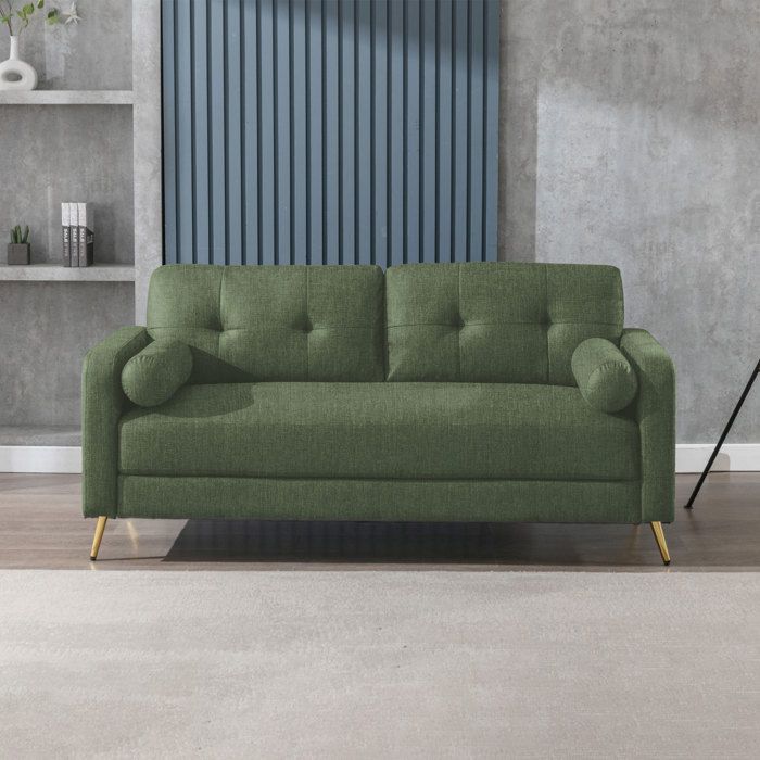 Canapé 3 places fixes en microfibre kaki - GLIMAR