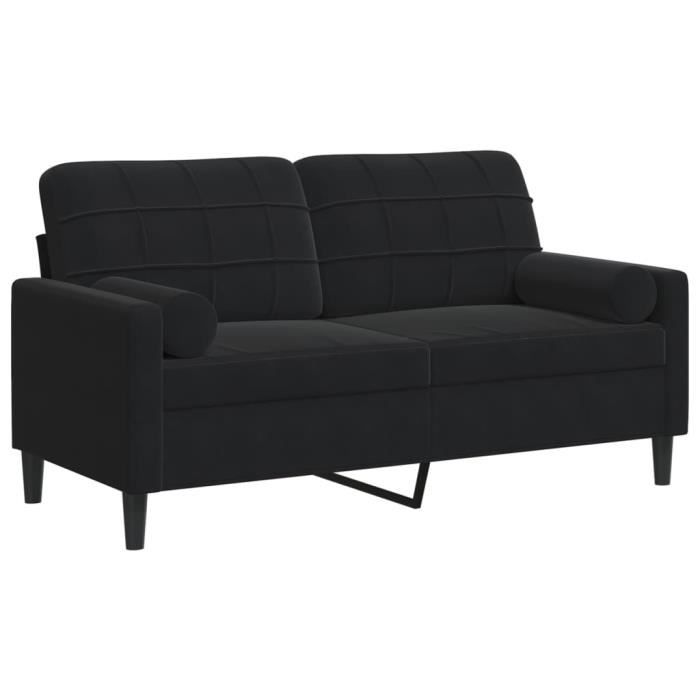 Canapé 2 places - ASHATA - BK3278224 - Velours noir - Accoudoirs - Housses amovibles