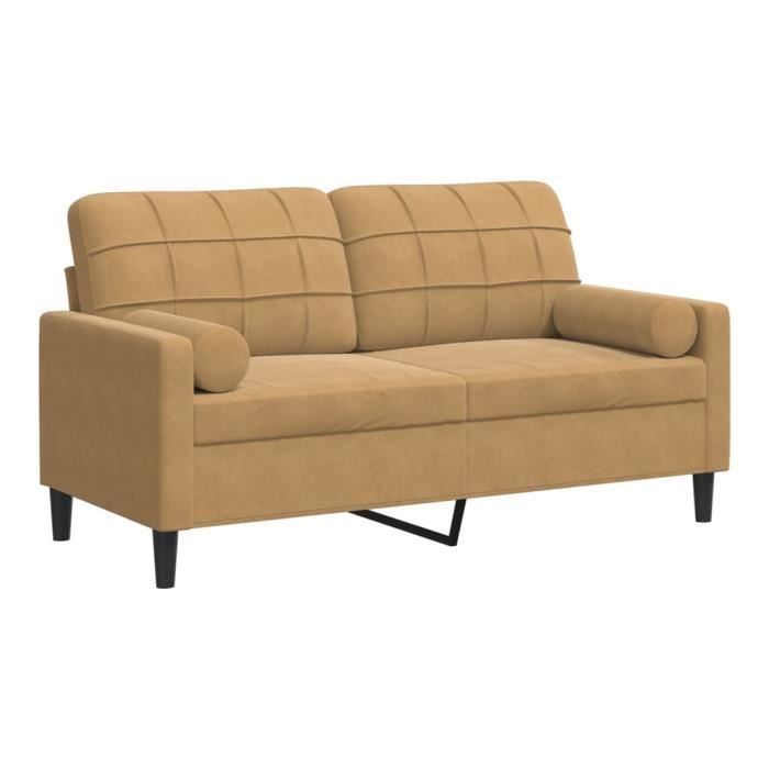 Canapé 2 places - ASHATA - BK3278226 - Velours marron - Déhoussable - Design contemporain