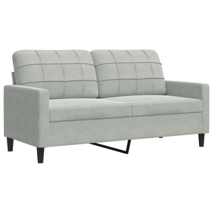 Canapé 2 places - ASHATA - Velours Gris clair - Design contemporain - Confort moelleux - 140 cm