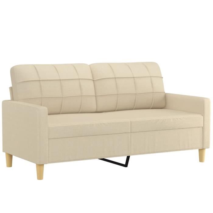 Canapé 2 places - ASHATA - Crème - Tissu 100% polyester - Design contemporain - Confort moelleux