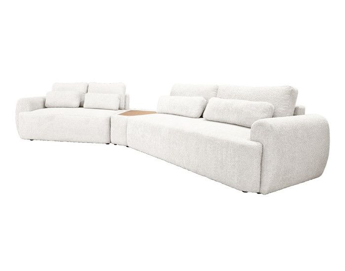 Mahina - canapé d'angle gauche - 5 places avec bout de canapé - convertible avec coffre - en tissu bouclette - Beige