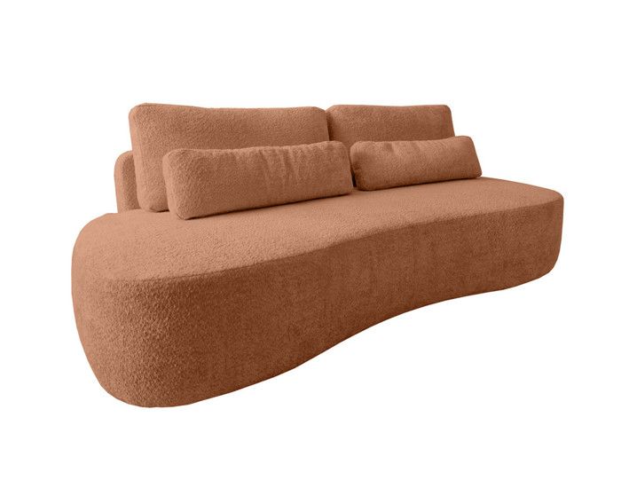 Mahina - canapé droit 3 places sans accoudoirs - convertible avec coffre - en tissu bouclette - Rouille
