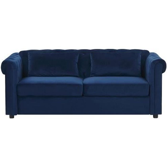 Canapé convertible 3 places en velours bleu foncé CHESTERFIELD - BELIANI - Elégance - Chic - Moelleux