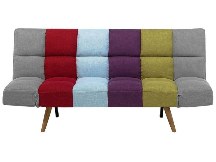 Canapé convertible 3 places en tissu patchwork multicolore INGARO