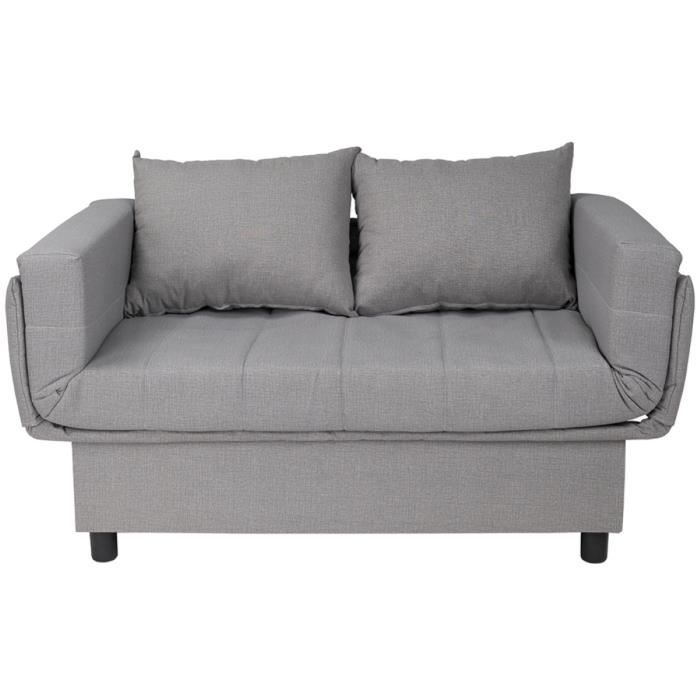Canapé convertible 140 cm avec conteneur en tissu GRIS