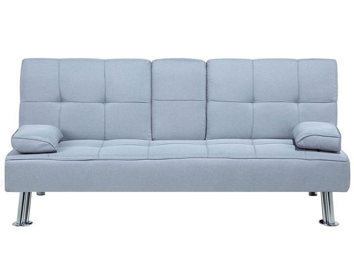 Canapé convertible 3 places en tissu gris clair ROXEN