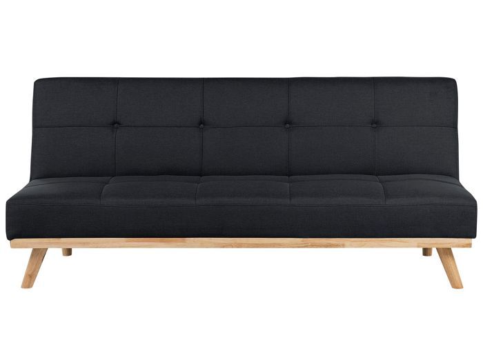 Canapé convertible 3 places en tissu noir FROYA
