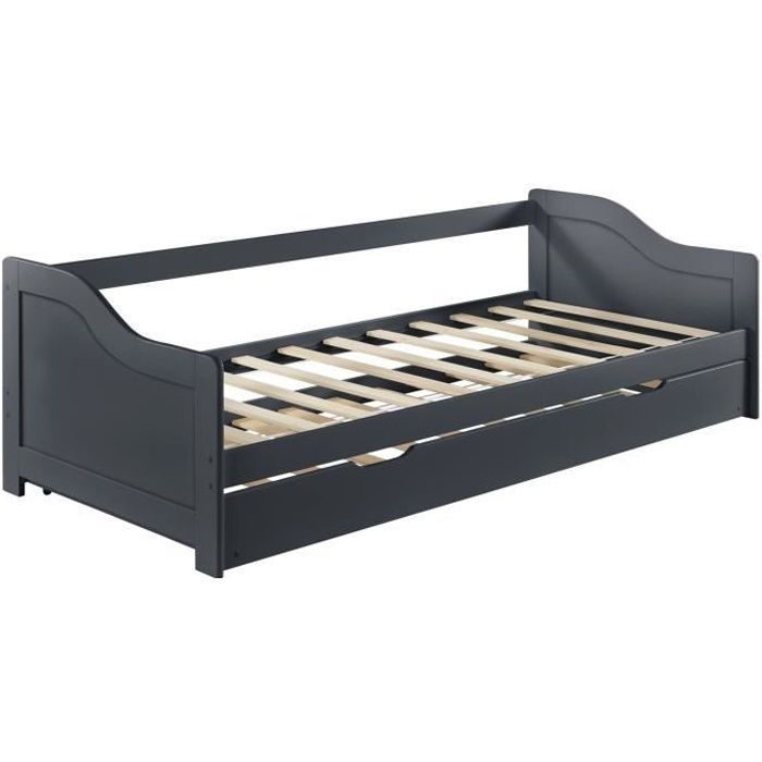 Canape-lit convertible pour 2 personnes lit gigogne canape divan lit d'appoint structure en pin sommier à lattes en contreplaque g