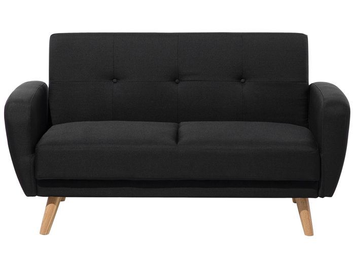 Canapé convertible 2 places en tissu noir FLORLI