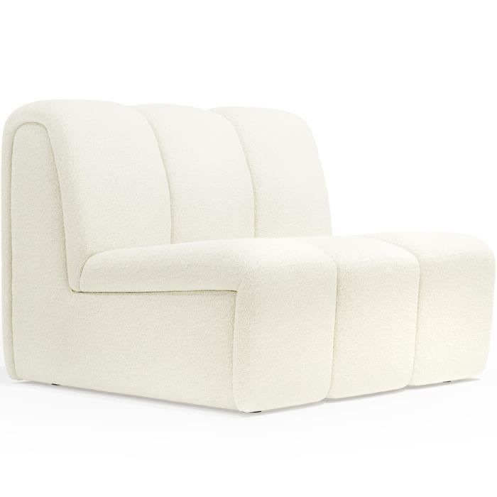 Canapé Module Droit - Revêtu de Tissu Bouclé - Barkleyn Blanc