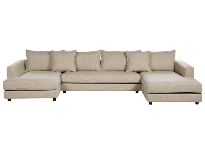 Canapé 5 places en tissu beige LILVIKEN