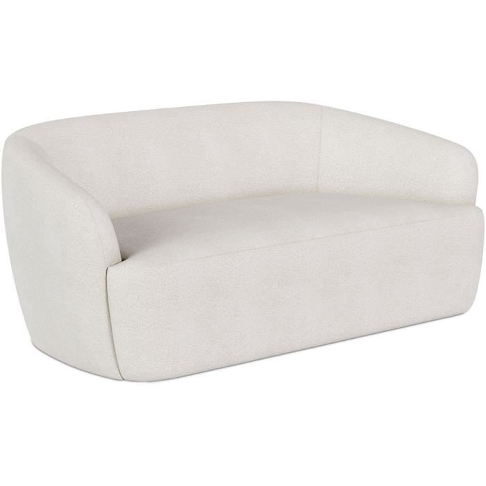 Canapé incurvé en tissu bouclé de 2 places - Curva Blanc 82