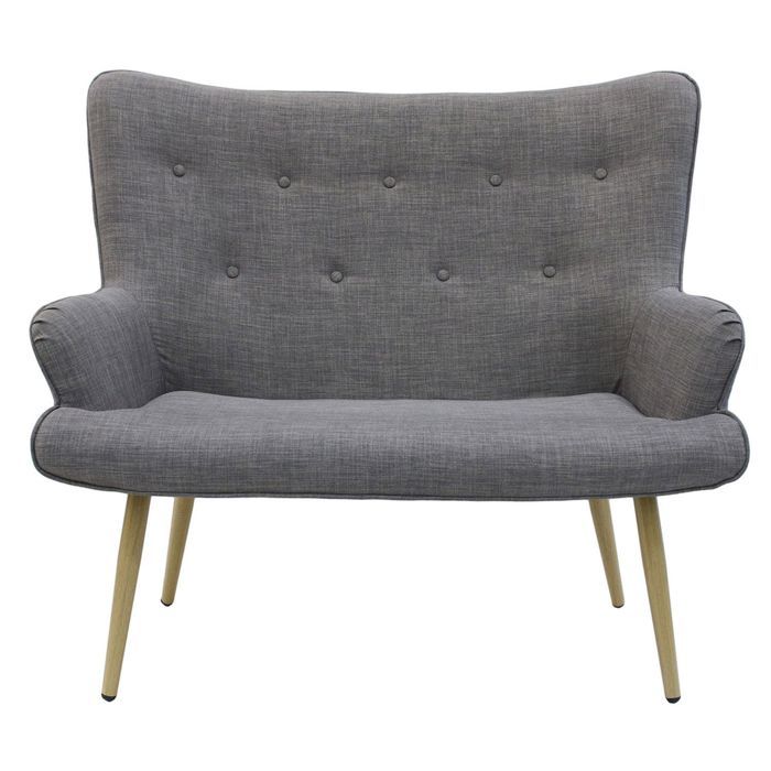 Canapé Helsinki - AC-DÉCO - Fixe - Gris - Vintage - 2 places - Tissu - Moelleux - Avec accoudoirs