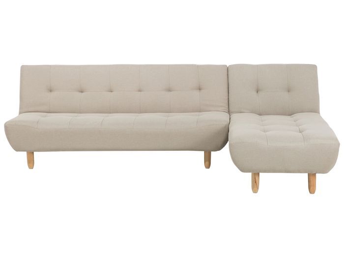 Canapé angle à gauche convertible en tissu beige 4 places ALSTEN