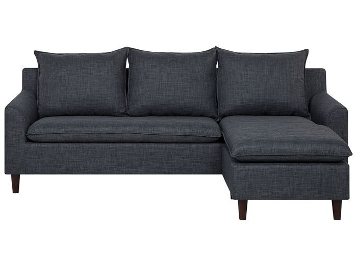 Canapé angle réversible 4 places en tissu gris foncé ELVENES