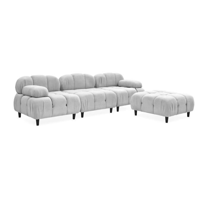 Canapé d'Angle Modulable en Tissu "Sherwood" 291cm Gris Clair