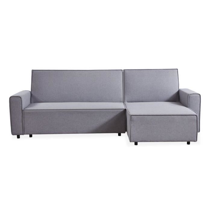 Canapé d'Angle Convertible Tissu "Pascal" 250cm Gris Clair