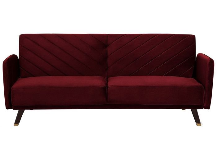 Canapé convertible 3 places en velours rouge SENJA