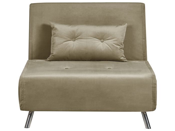Canapé convertible 1 place en velours vert olive FARRIS