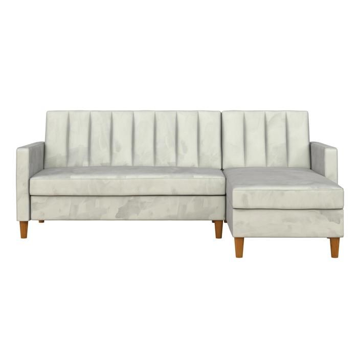 Celine | Canapé lit 4 places avec chaise longue en velours Gris