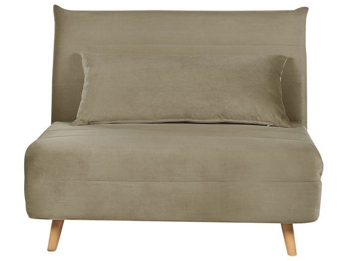 Canapé convertible 1 place en velours vert olive SETTEN