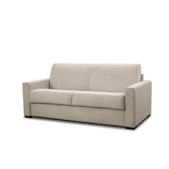 Griggs - Canapé convertible en tissu - 3 places - Crème