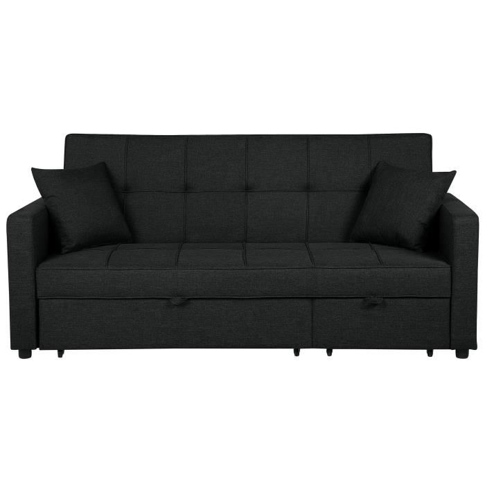 Canapé convertible 3 places noir GLOMMA