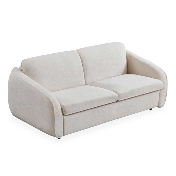 Canapé Convertible Express Bouclette "Eldon" 200cm Crème