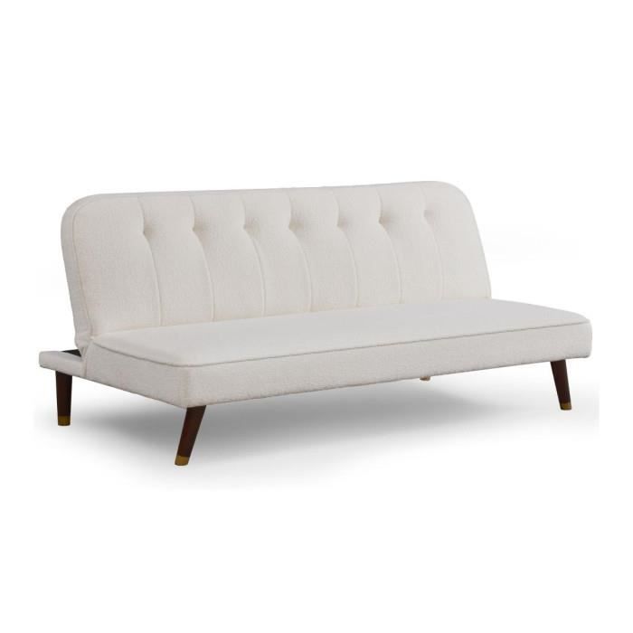 Canapé Convertible en Bouclette "Seattle" 180cm Crème
