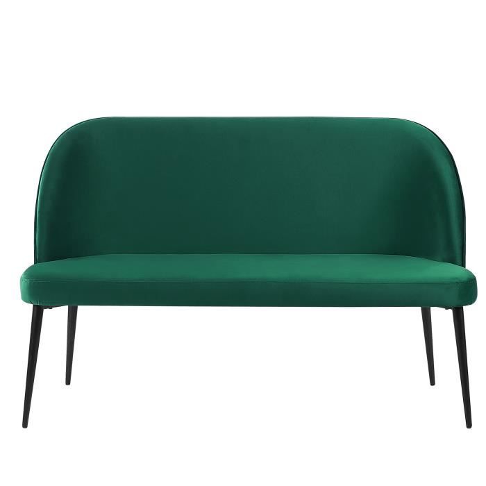 Canapé banquette 2 places en velours vert foncé OSBY