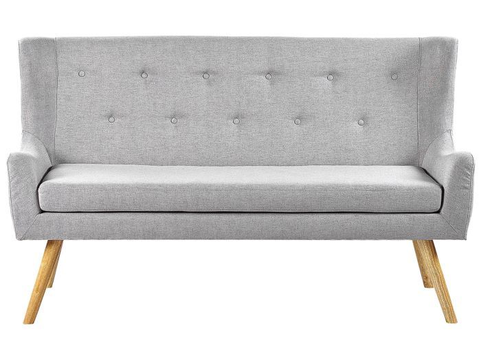 Canapé banquette 2 places en tissu gris clair SKIBBY